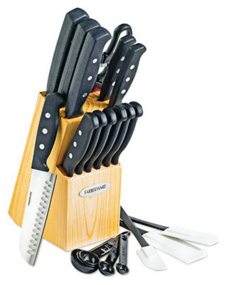 22 Piece Farberware Knife Cutlery Set and Block with Bonus Items